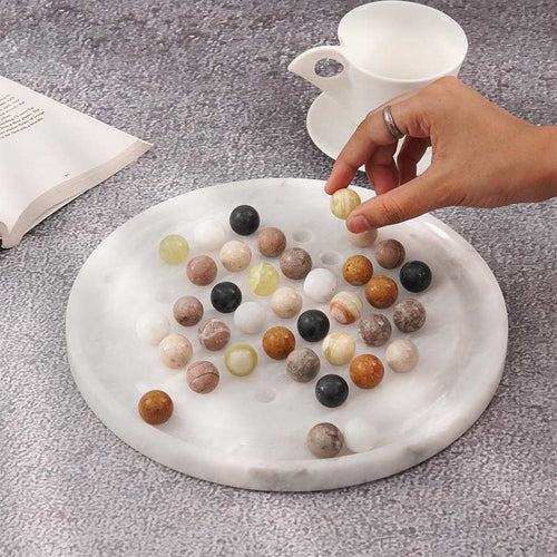 10" Marble Solitaire 2 Player Game - Board Game For Adults - Crafted Canvaas