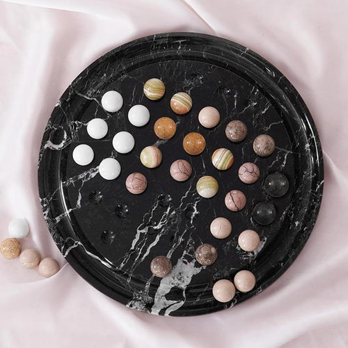 10" Marble Solitaire 2 Player Game - Board Game For Adults - Crafted Canvaas