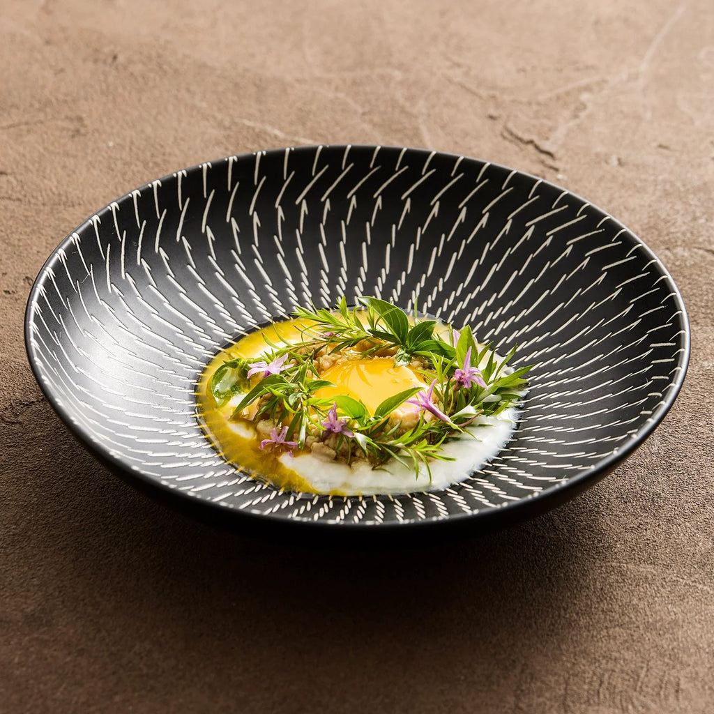 Luxury Black Ceramic Pasta Plate ÃÂÃÂ¢ÃÂÃÂÃÂÃÂ 9" & 11" Modern Deep Dinner Bowl-2