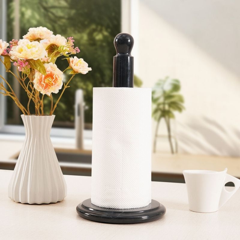 12.5" Marble Paper Towel Holder for Kitchen Towels Rack - Wrapping Paper Holder Towel - Crafted Canvaas