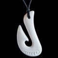Bone Pendant, Medium Matau-Hook, with engraving-0