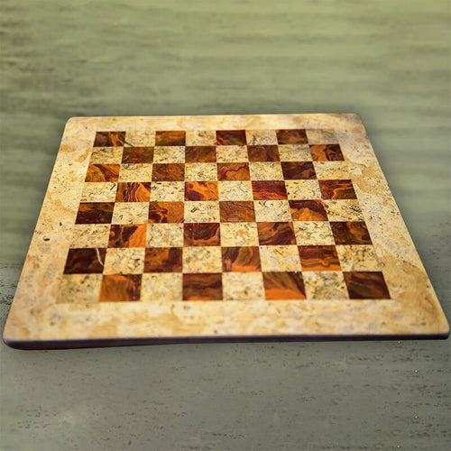 15 Inches Natural Marble Chess Board Only - Crafted Canvaas