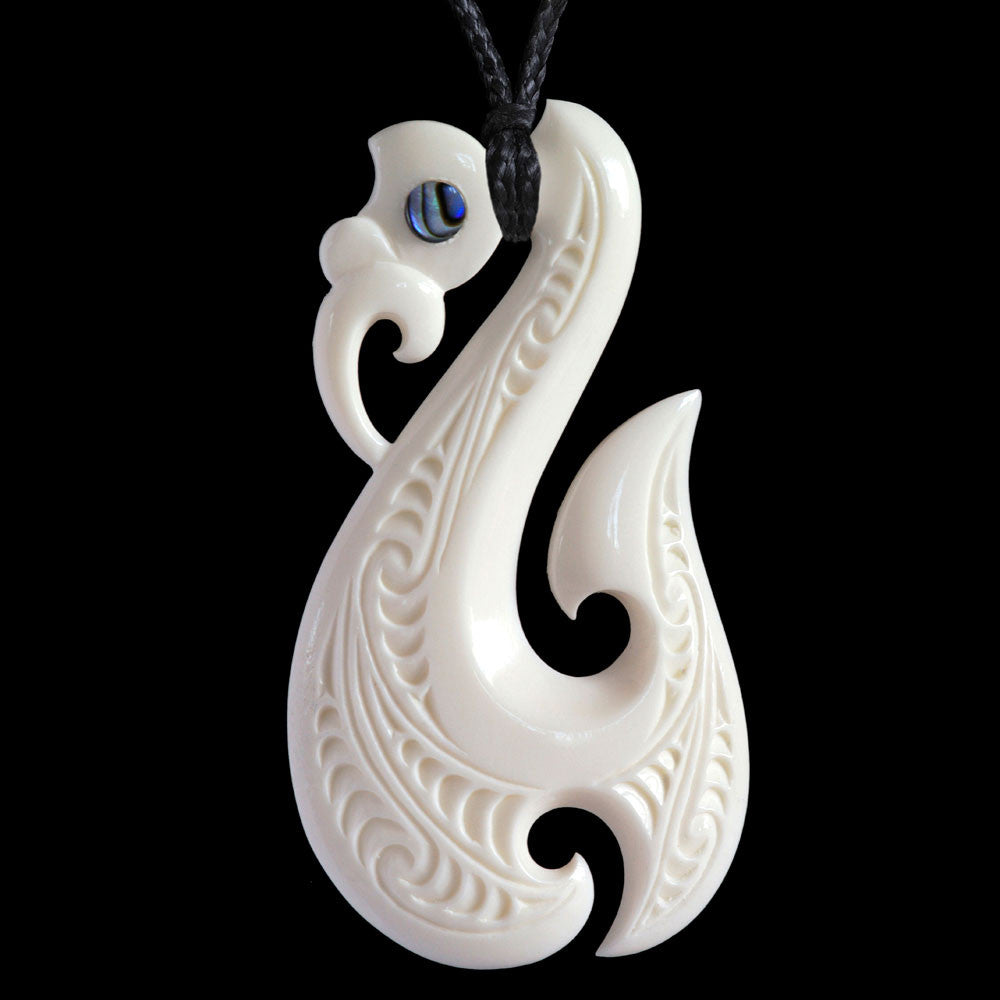 Manaia Matau, handcrafted bone pendant-0