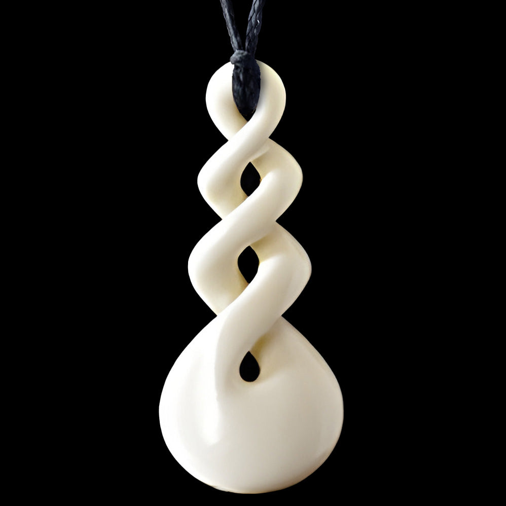Large Triple Twist, hancrafted bone pendant-0