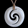 Engraved medium Double Koru, handcrafted bone pendant-0