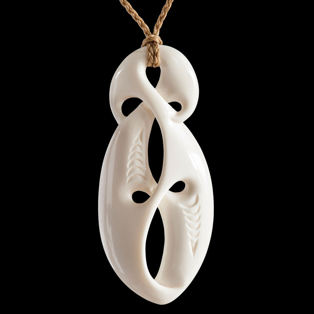Large Unity Twist, handcrafted bone pendant-0