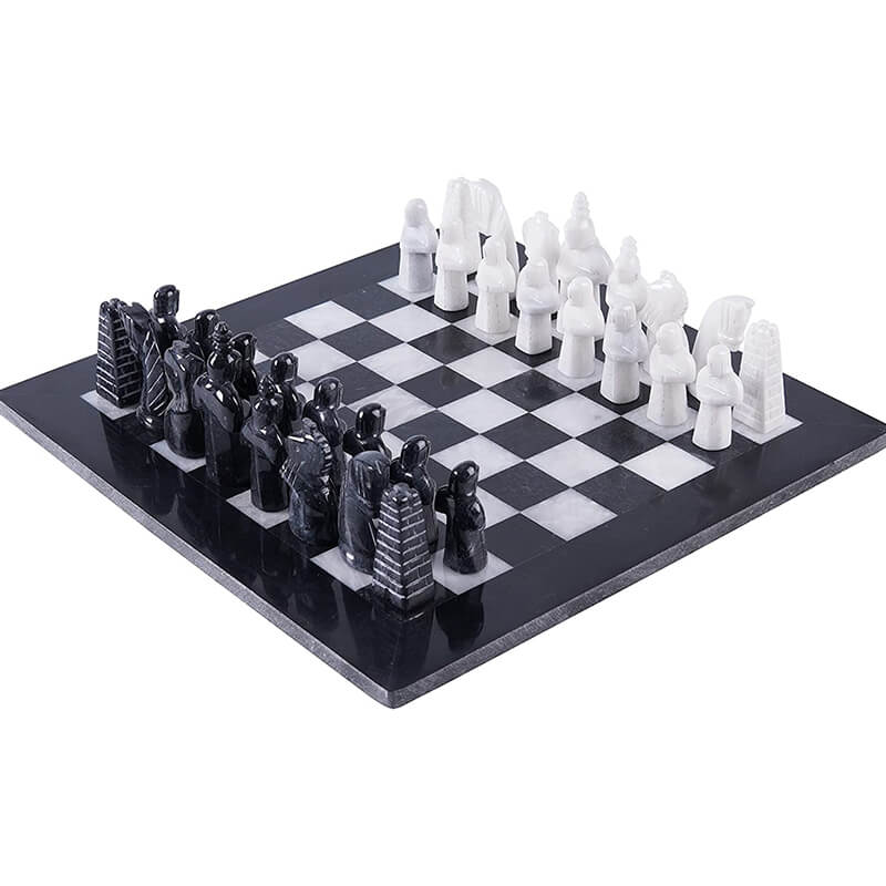 Black and White Antique 15 Inches Premium Quality Marble Chess Set-3