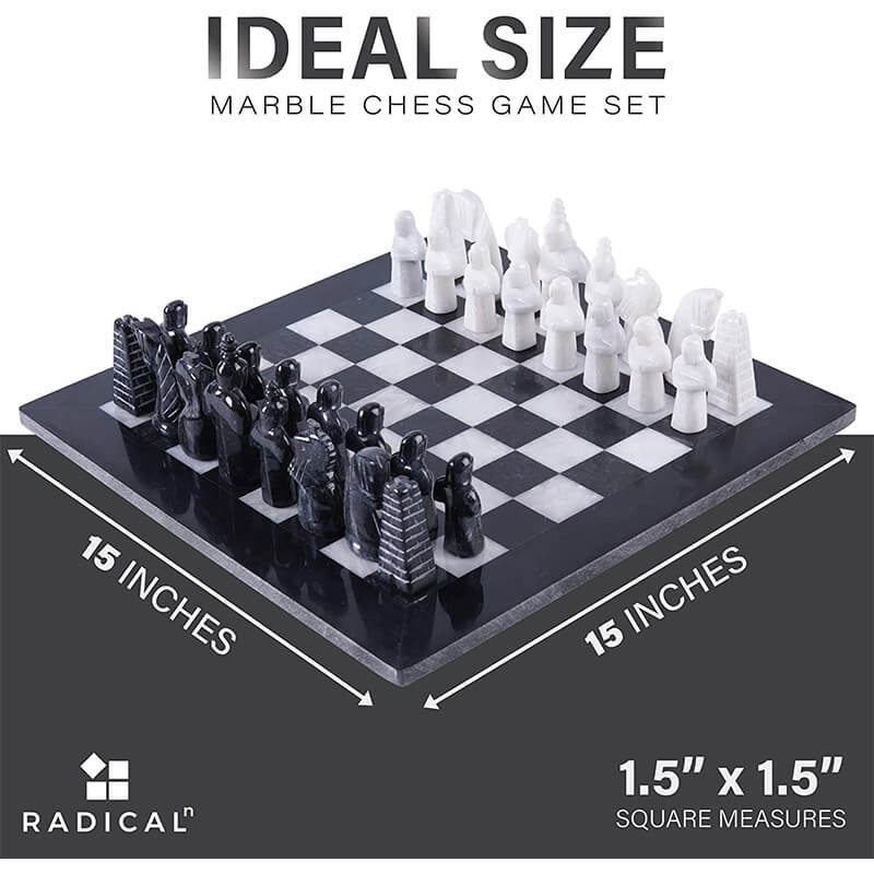 Black and White Antique 15 Inches Premium Quality Marble Chess Set-4