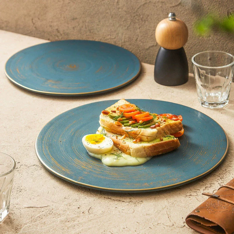 Brushed Texture Round Ceramic Dinner Plate 10" / 12"  ÃÂÃÂ¢ÃÂÃÂÃÂÃÂ Minimalist Matte Glaze Design-4