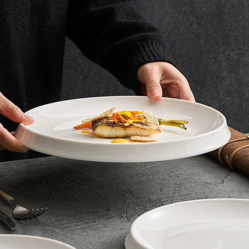 Minimalist Fine Porcelain Deep Plate ÃÂÃÂ¢ÃÂÃÂÃÂÃÂ Modern White Round Dinner Plate for Gourmet Plating-2
