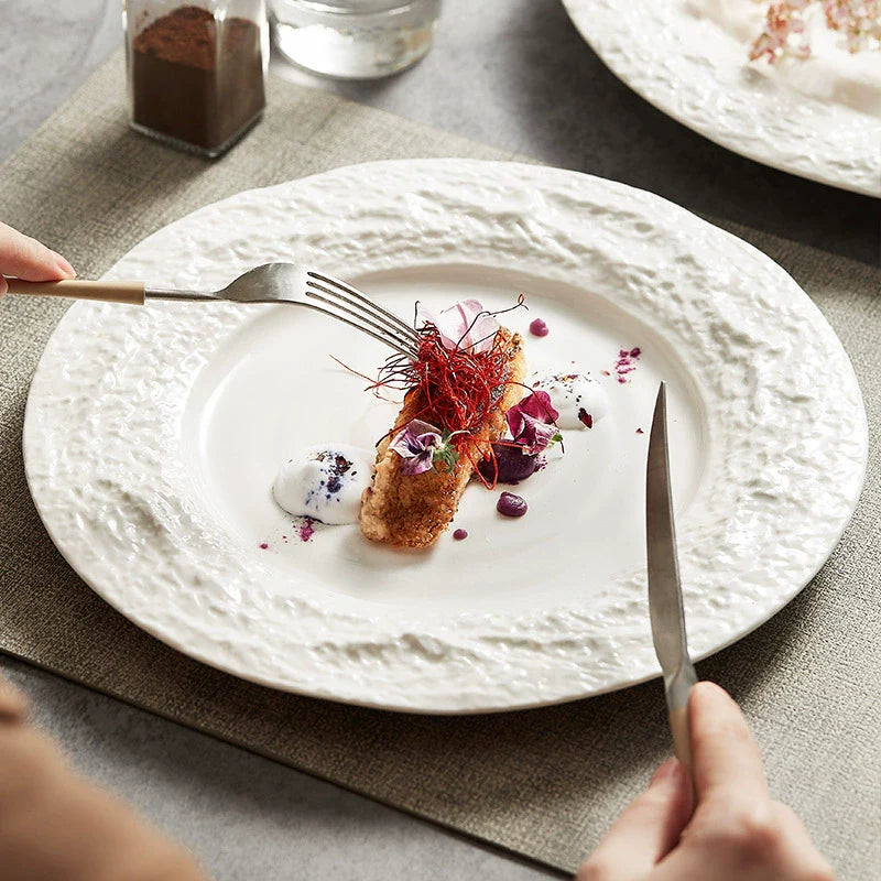 Creative Textured Ceramic Plate with Stone-Edge Design ÃÂÃÂ¢ÃÂÃÂÃÂÃÂ Available in 3 Sizes-1