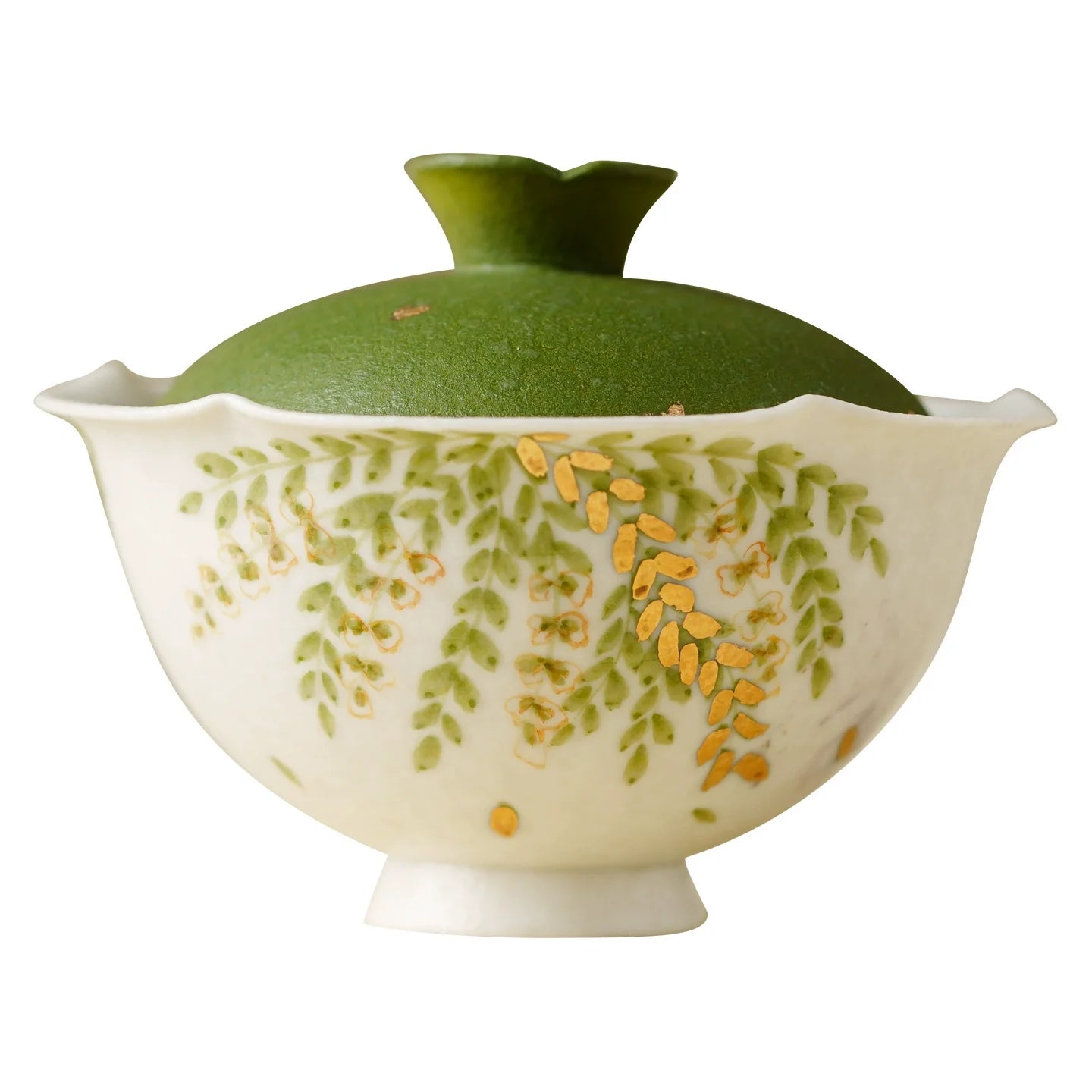 Handmade Ceramic Gaiwan with Green Leaf Design ÃÂÃÂ¢ÃÂÃÂÃÂÃÂ 95ml Traditional Chinese Tea Cup with Lid-4