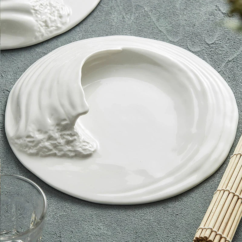 Wave Artistic Conception Fusion Dish Tableware Ceramic WesternÃÂÃÂ¢ÃÂÃÂÃÂÃÂStyle Flat SpecialÃÂÃÂ¢ÃÂÃÂÃÂÃÂShaped Hotel HighÃÂÃÂ¢ÃÂÃÂÃÂÃÂEnd Cold Dish Plate-3