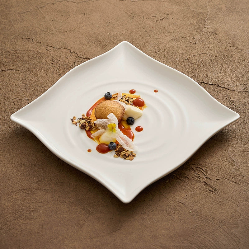 Modern Concentric Ripple Square Plate ÃÂÃÂ¢ÃÂÃÂÃÂÃÂ Minimalist Ceramic Dinnerware-3