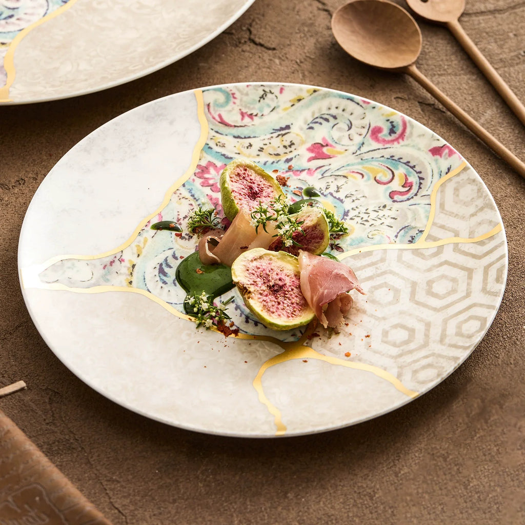 Silk Brocade Gold-Thread Shallow Plate ÃÂÃÂ¢ÃÂÃÂÃÂÃÂ Artisanal Porcelain-0