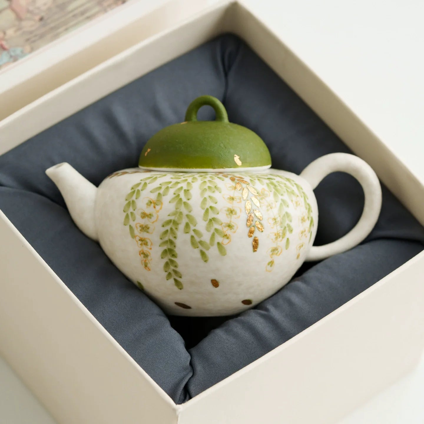 Handmade Ceramic Teapot with Green Leaf Design ÃÂÃÂ¢ÃÂÃÂÃÂÃÂ 120ml Traditional Chinese Kung Fu Tea Pot-3