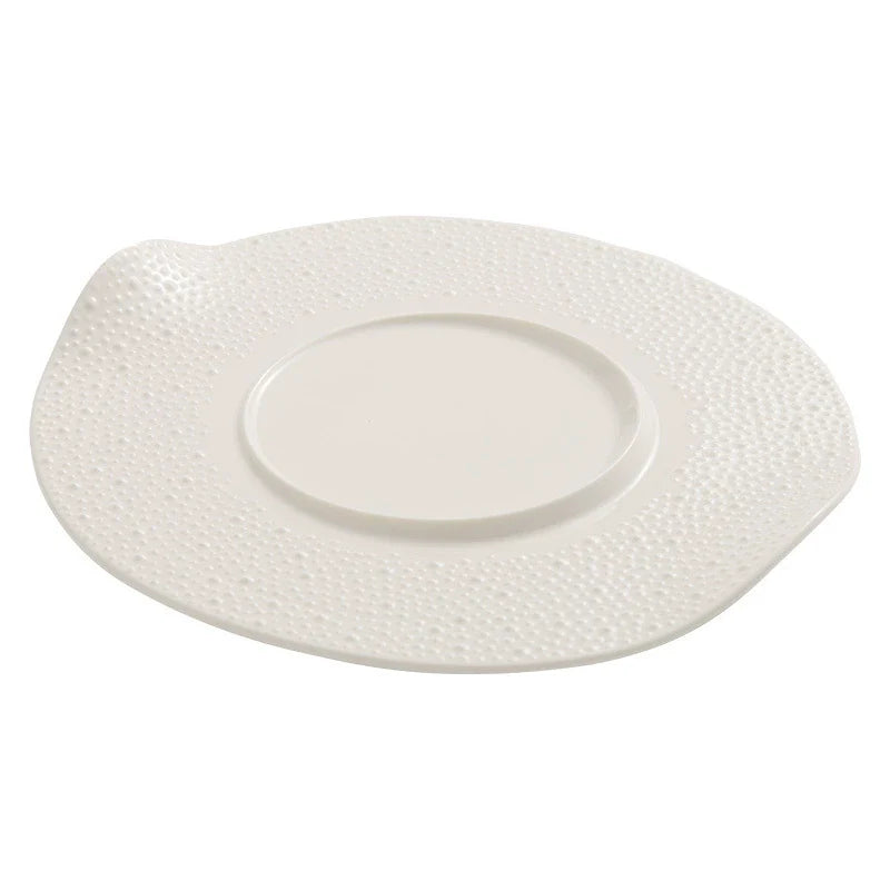 Matte Sesame Texture Porcelain Asymmetric Rim Plate ÃÂÃÂ¢ÃÂÃÂÃÂÃÂ Wabi-Sabi Designer Series-4