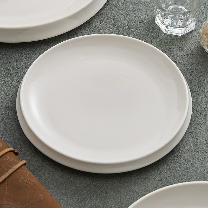 Minimalist Fine Porcelain Deep Plate ÃÂÃÂ¢ÃÂÃÂÃÂÃÂ Modern White Round Dinner Plate for Gourmet Plating-4