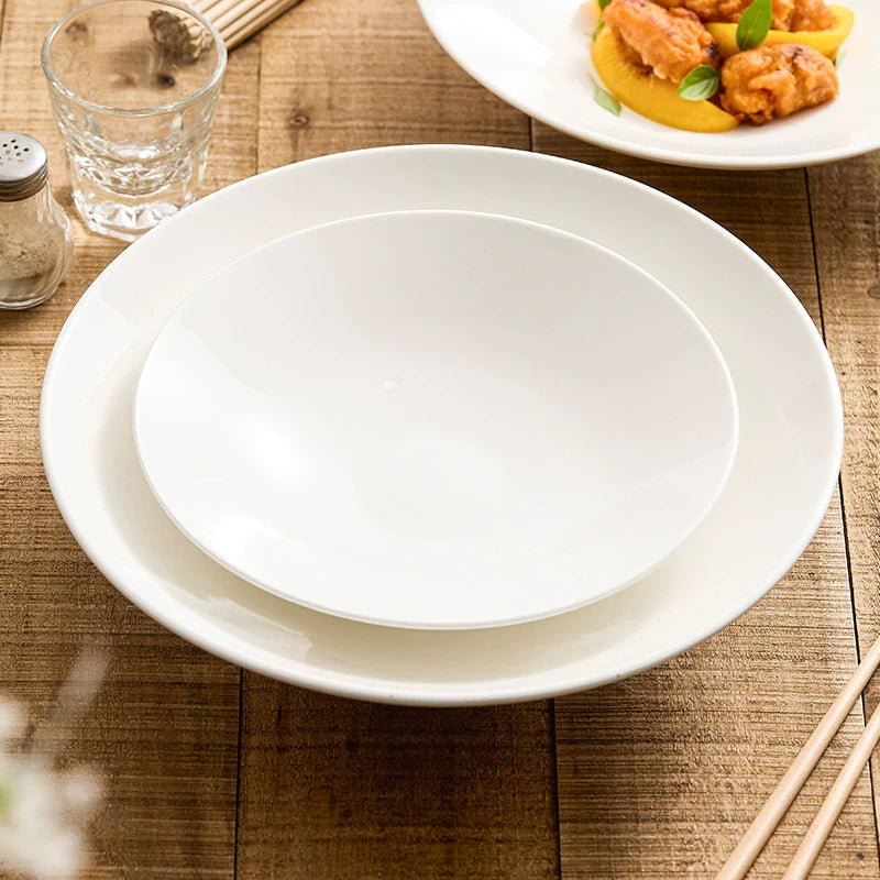 Minimalist Japanese-Style Shallow Porcelain Bowl-3