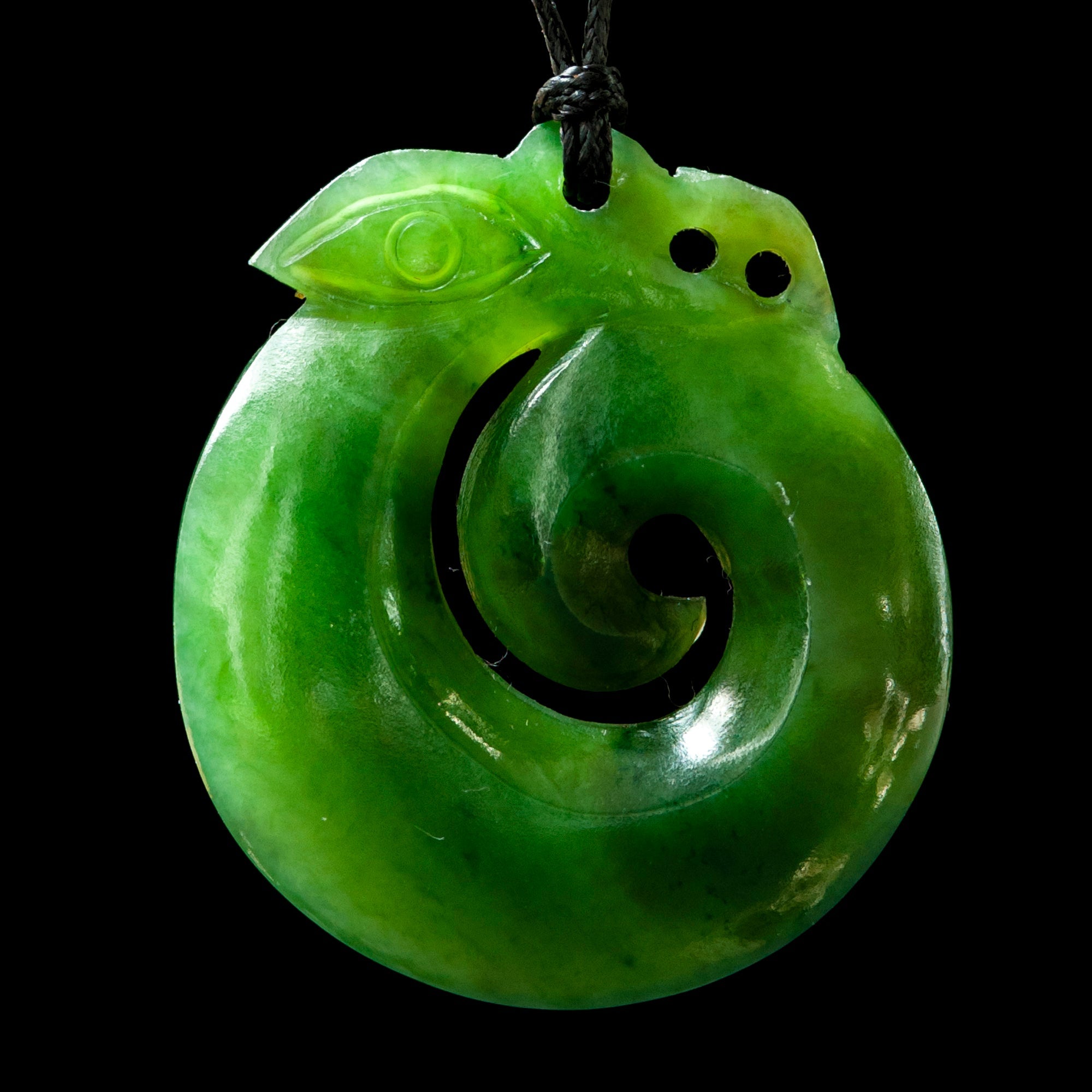 small Jade Koropepe, handcrafted greenstone pendant-0