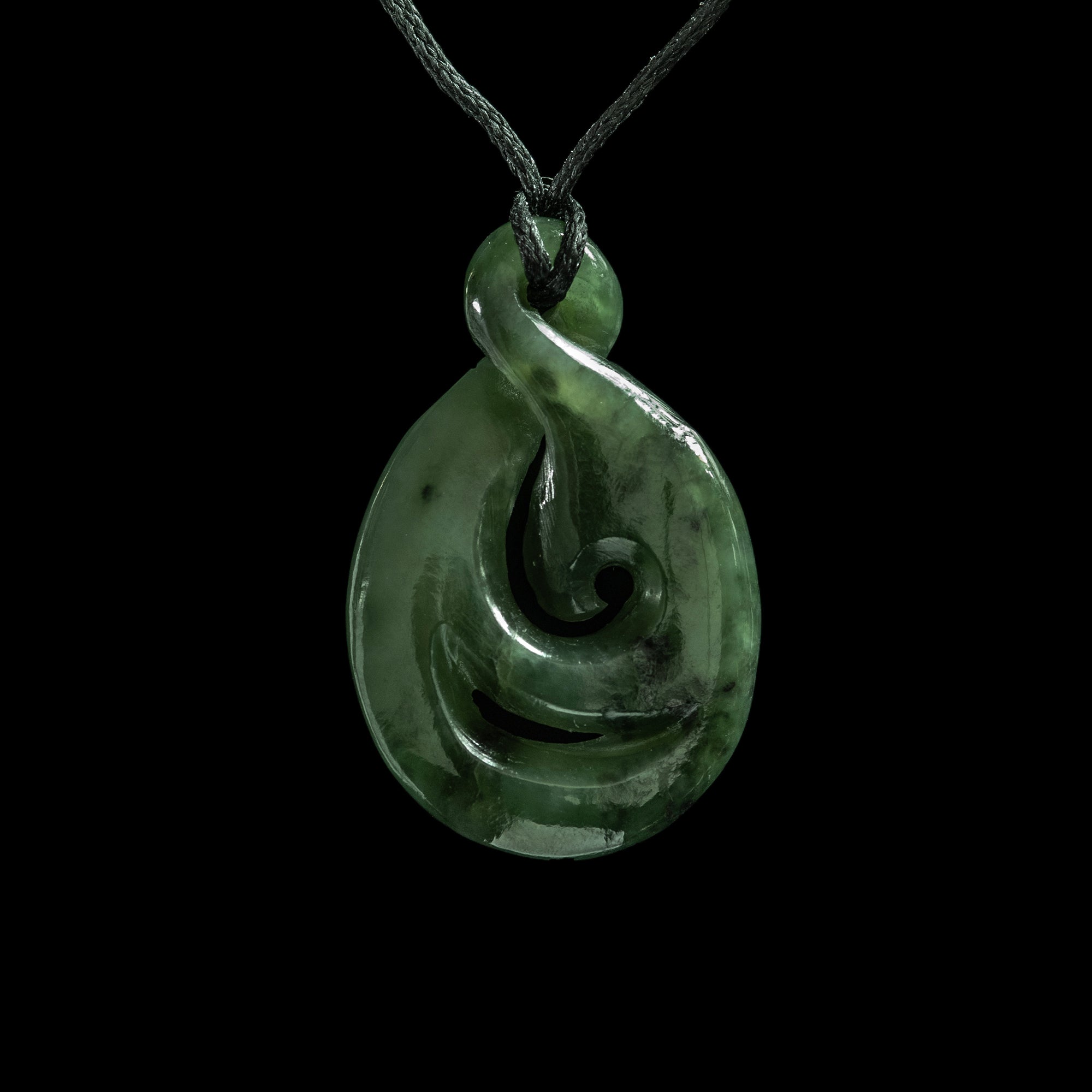 Jade Twist with Koru, hand-crafted pendant-0