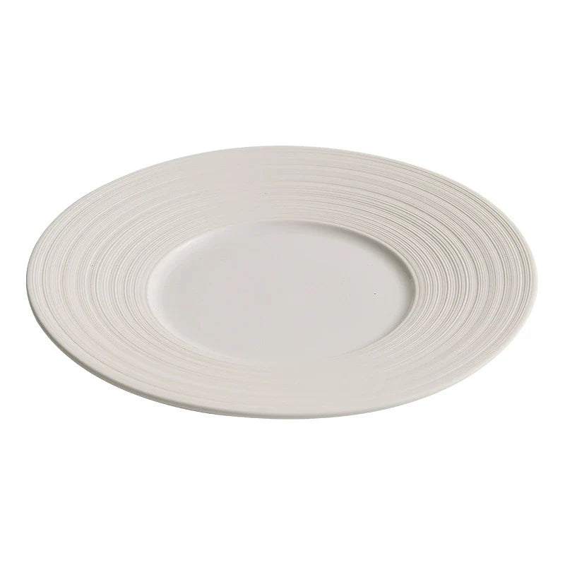 Minimalist Textured Ceramic Dinner Plate ÃÂÃÂ¢ÃÂÃÂÃÂÃÂ White Modern Tableware-4