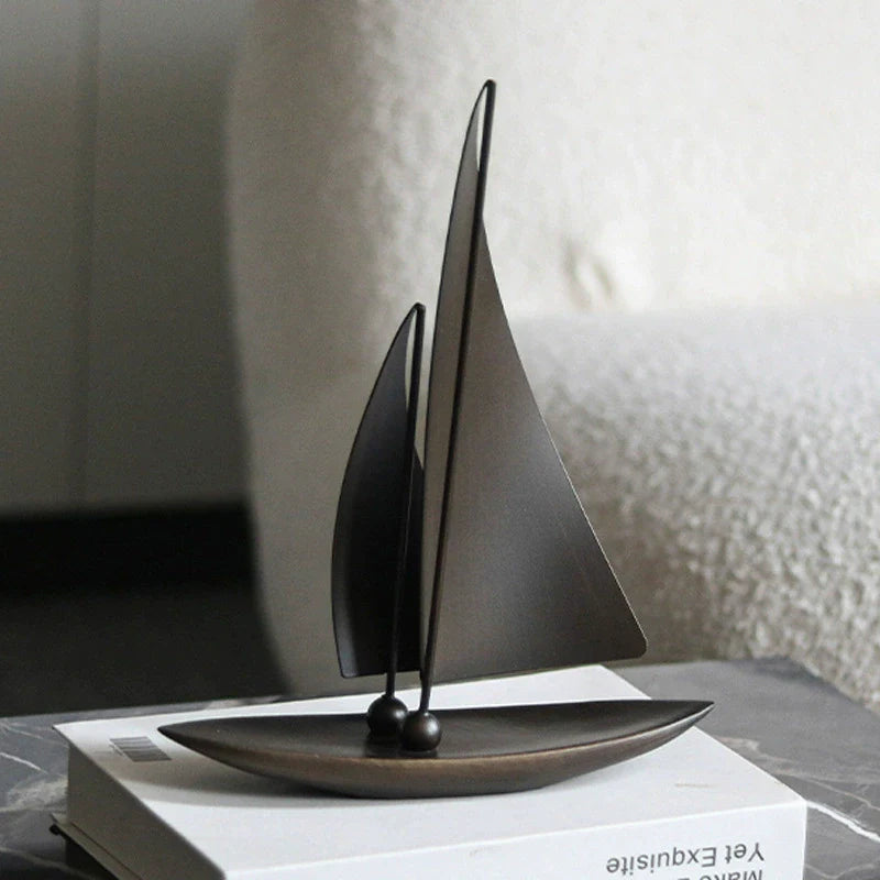 Luxury Resin Sailboat Model ÃÂÃÂ¢ÃÂÃÂÃÂÃÂ Modern Decorative Sculpture for Home, Office & Feng Shui Accents-0