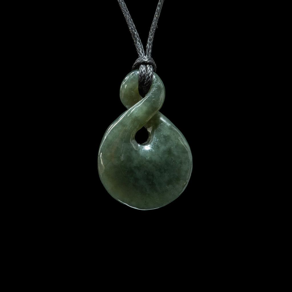 Small Jade Pikorua Twist, hand-crafted Pendant-0