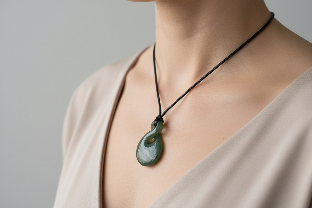 Small Jade Pikorua Twist, hand-crafted Pendant | Crafted Canvaas