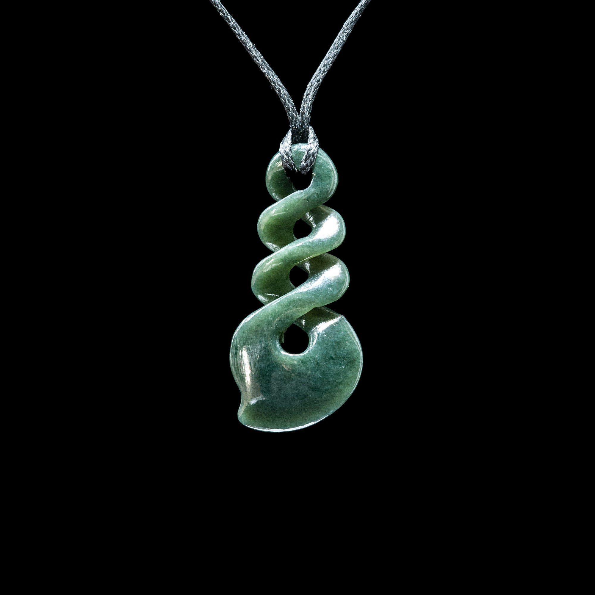 Small Triple Pikorua Jade Twist, hand-crafted Pendant-0