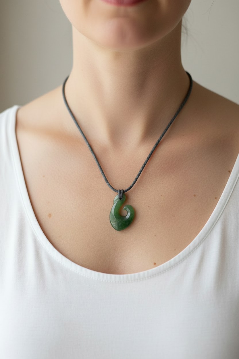 Medium Hei Matau - Hook, handcrafted jade pendant | Crafted Canvaas