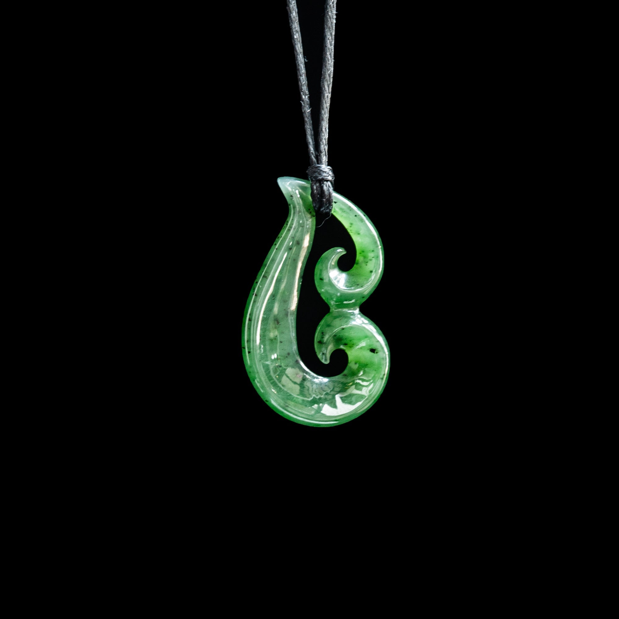 small Double Koru, hand-crafted jade pendant-0