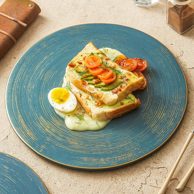 Brushed Texture Round Ceramic Dinner Plate 10" / 12"  ÃÂÃÂ¢ÃÂÃÂÃÂÃÂ Minimalist Matte Glaze Design-1