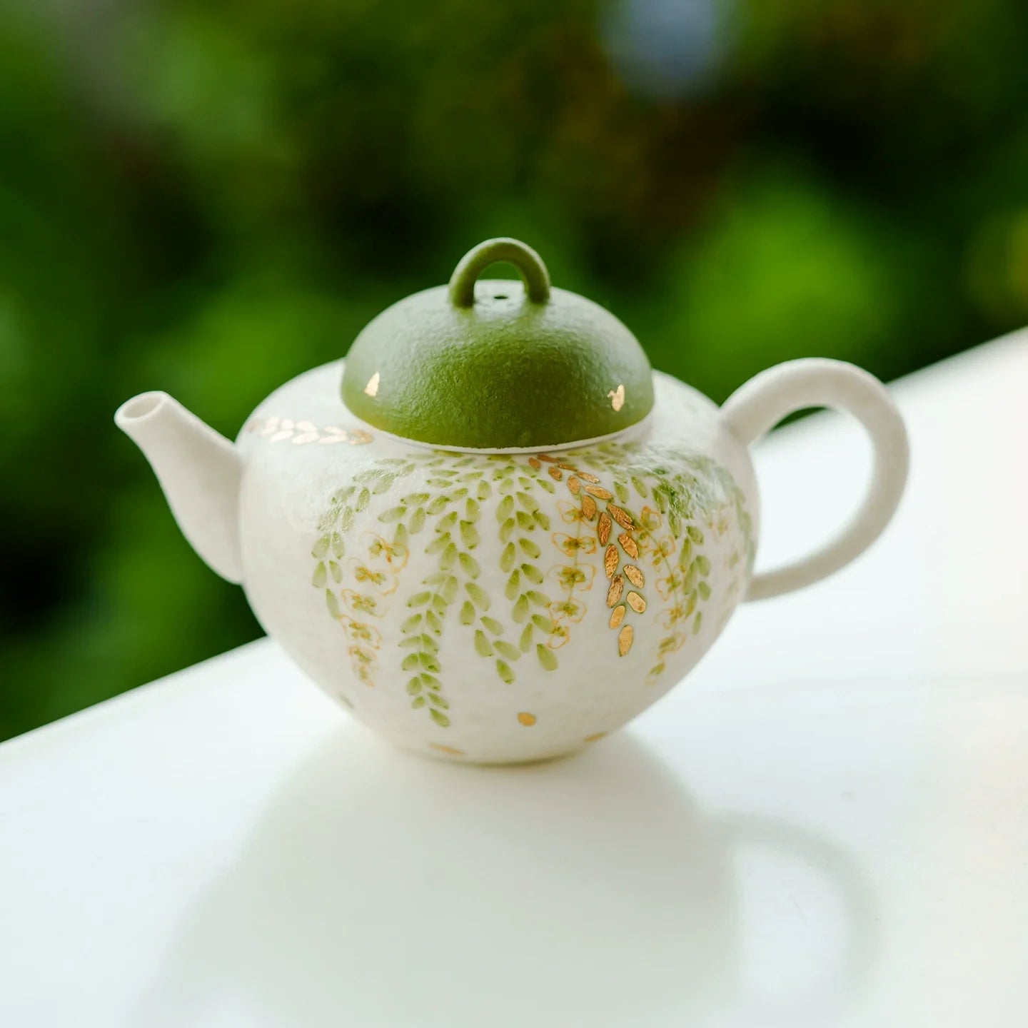 Handmade Ceramic Teapot with Green Leaf Design ÃÂÃÂ¢ÃÂÃÂÃÂÃÂ 120ml Traditional Chinese Kung Fu Tea Pot-1