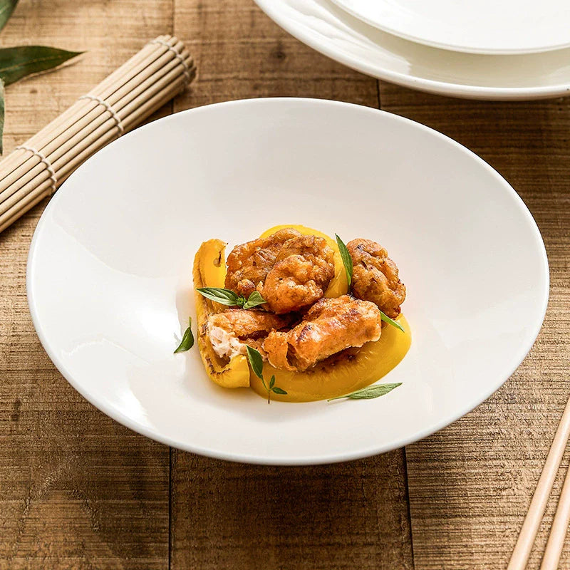 Minimalist Japanese-Style Shallow Porcelain Bowl-1