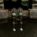 Anokhi - Long Peacock Earrings - Crafted Canvaas