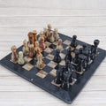 Black And Multi Green 15 Inches Premium Quality Marble Chess Set - Crafted Canvaas