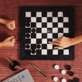 Black and White 15 Inches Marble Tournament Checkers Set - Crafted Canvaas