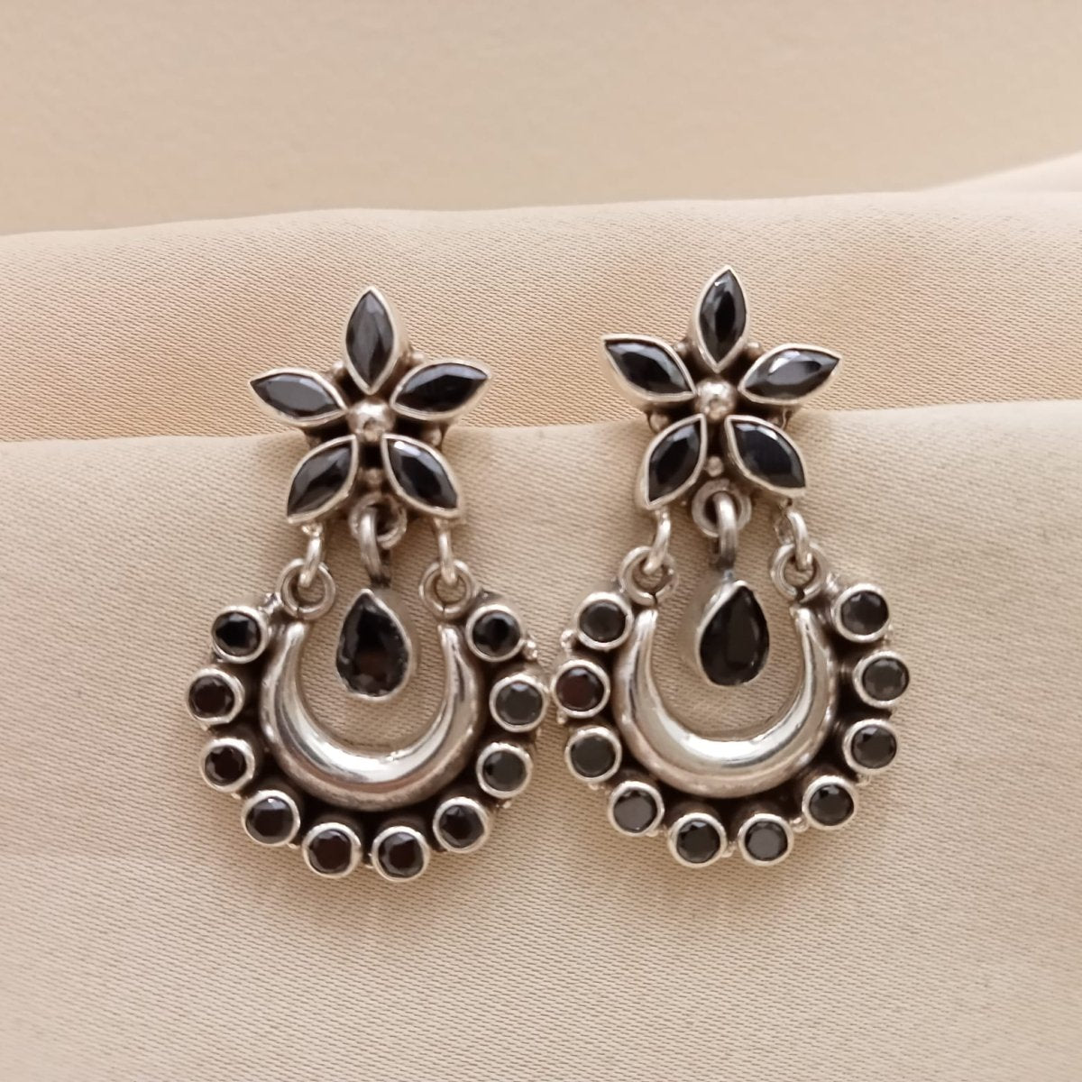 Black Onyx Chandbali - Crafted Canvaas