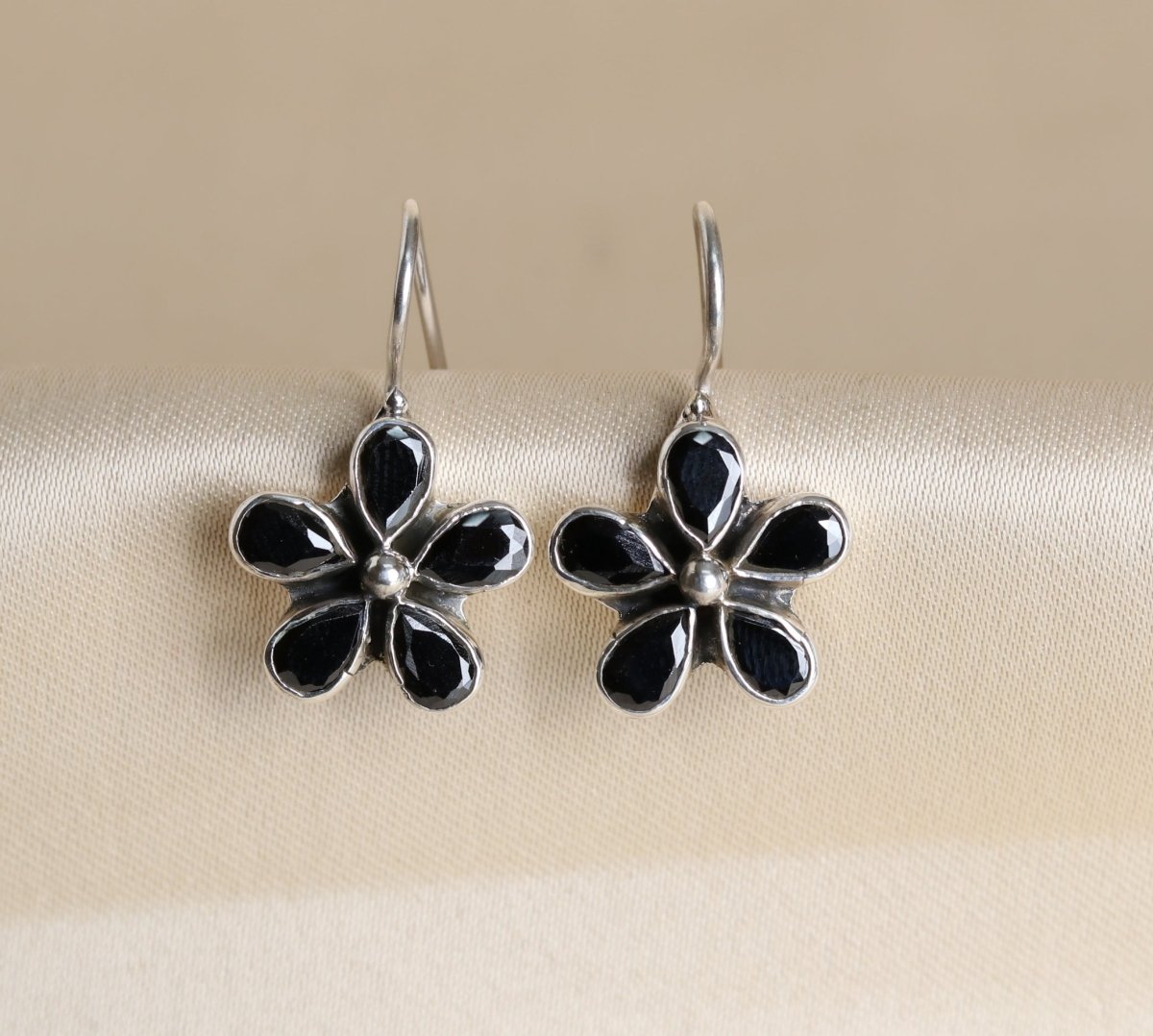 Black Onyx Hook Earrings - Crafted Canvaas