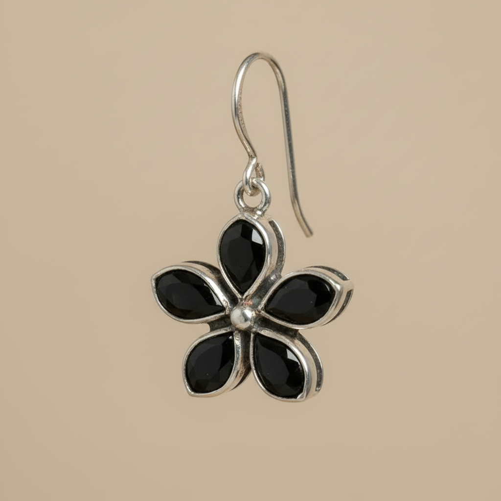 Black Onyx Hook Earrings | Crafted Canvaas