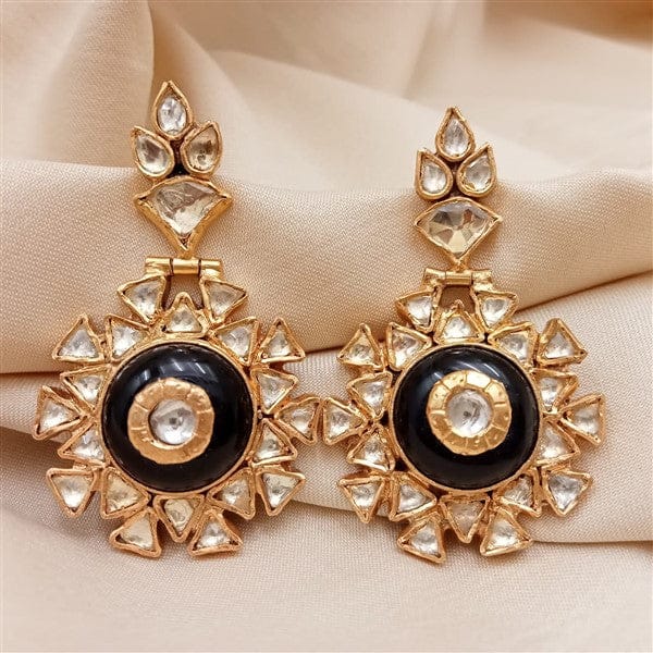 Black Onyx Kundan Earrings - Crafted Canvaas