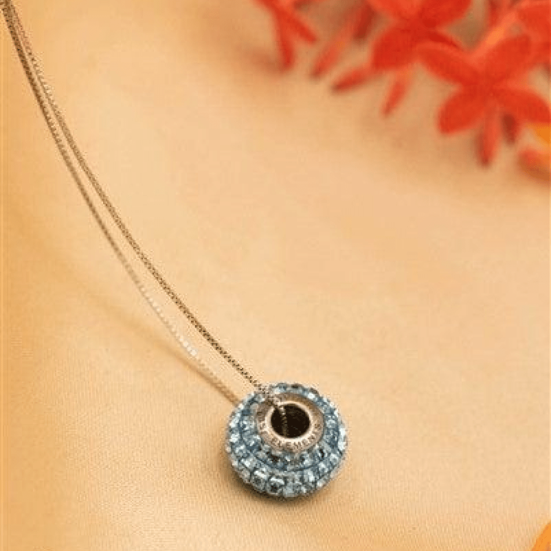 Blue Ring Pendant With Chain - Crafted Canvaas