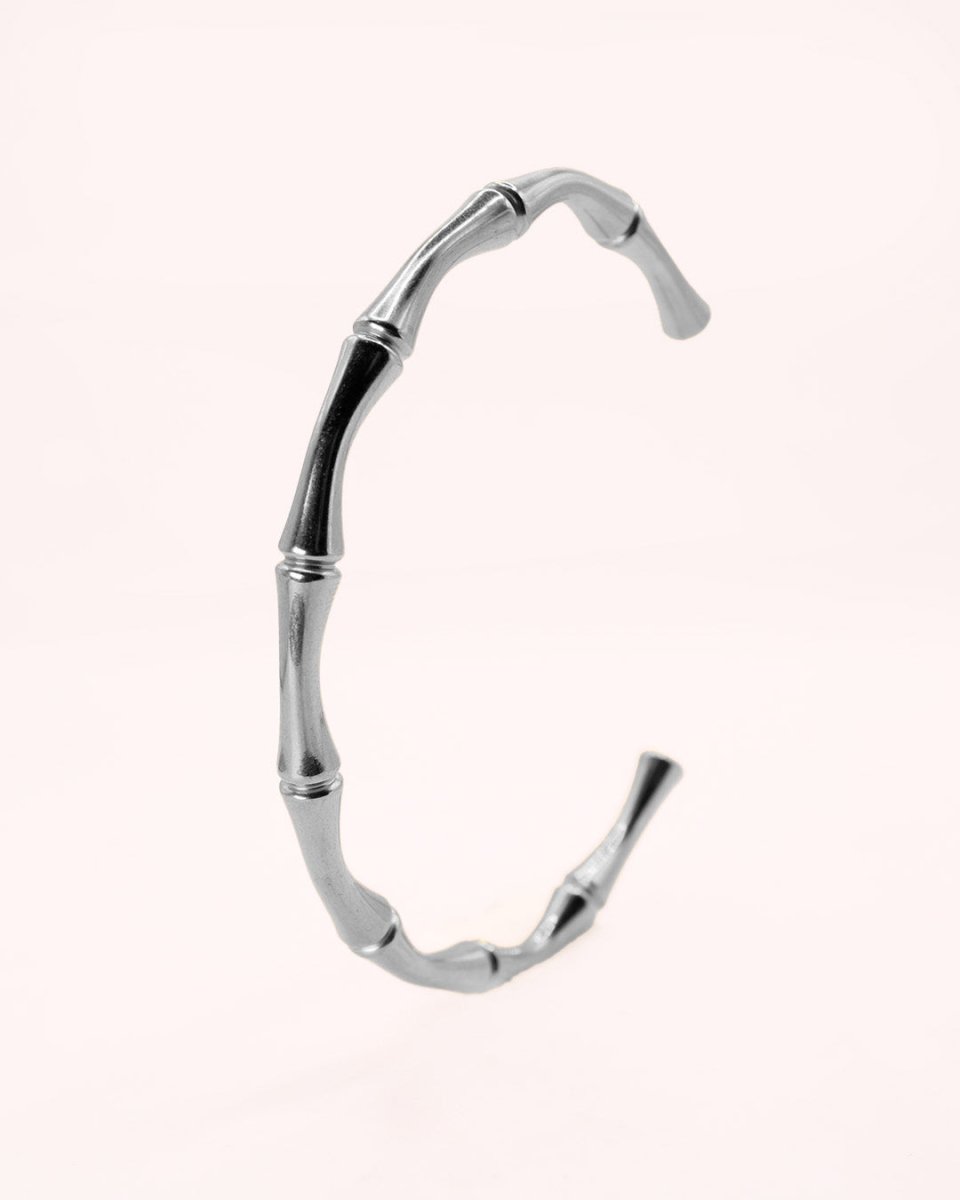 Brazalete Bamboo Plateado - Crafted Canvaas