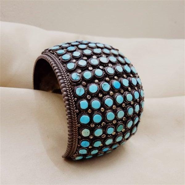 Broad Turquoise Handcuff - Crafted Canvaas