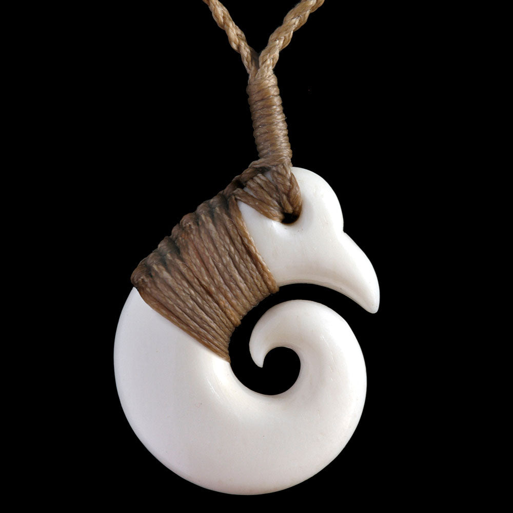 Bound Brosnan Koru, handcrafted bone pendant-0