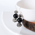 Carved Beads Onyx Earrings - Crafted Canvaas