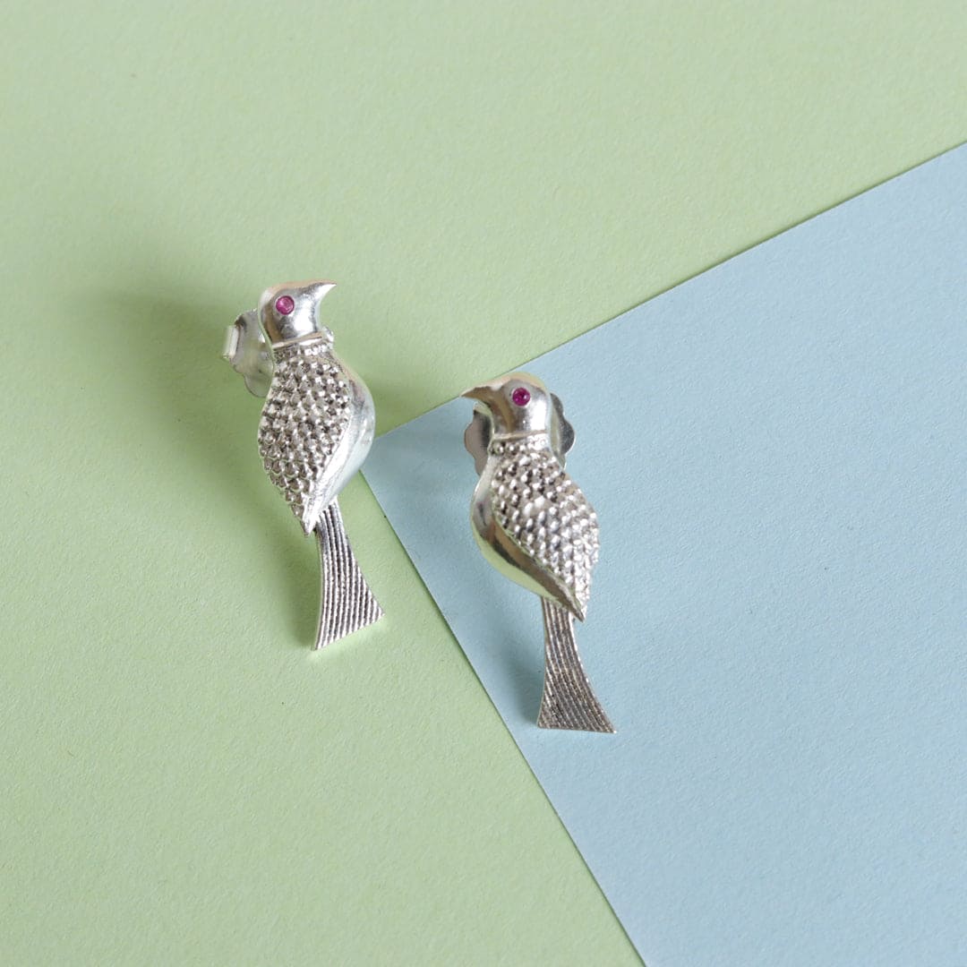 Carved Bird Earrings - Crafted Canvaas