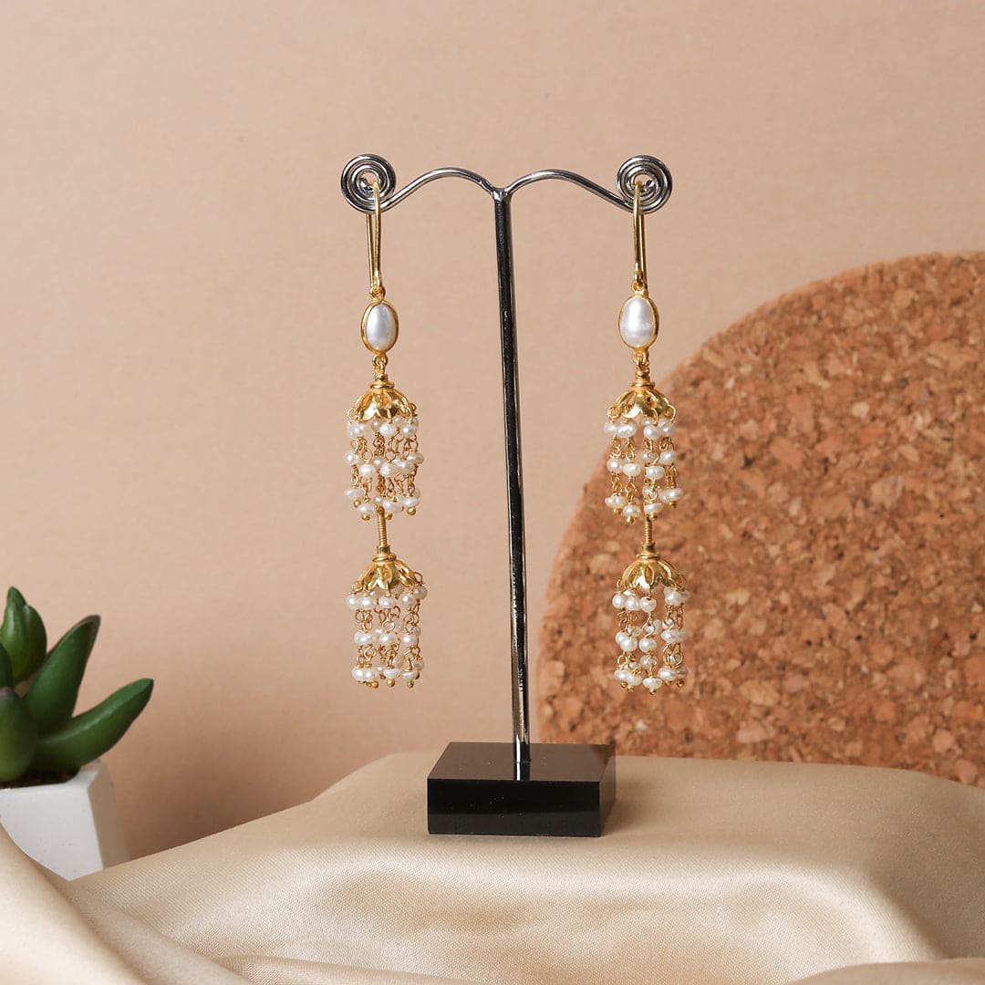 Classic Pearl Jhumkas For Upcoming Festivities - Crafted Canvaas