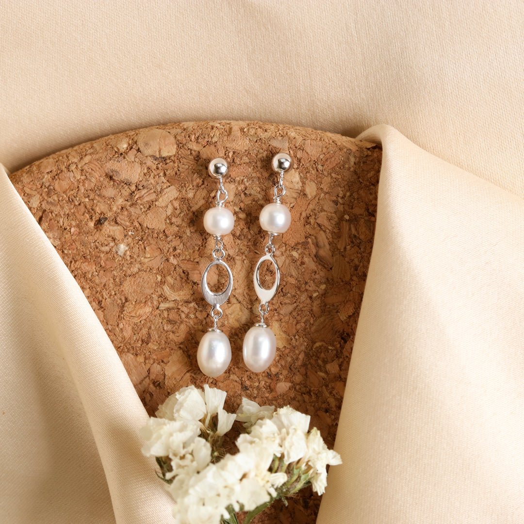 Cutwork Pearl Earrings - Crafted Canvaas